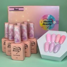 kit esmaltes semipermanentes colección Rosé illusion beauty