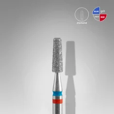 Fresa manicura Diamante DUO Cono Rojo-Azul EXPERT Diámetro De La Cabeza 2,5mm / Parte De Trabajo 8mm Staleks #36 SKU: FA70RB025/8
