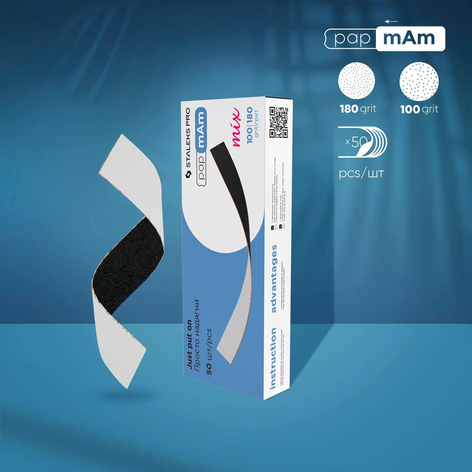STALEKS EXPERT 22 papmAm mix Limas de doble cara para lijado recto, grano 100/180 (50 uds.) DFCEMIX-22-100/180